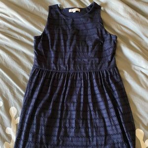 Loft Navy Eyelet Dress